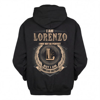 LORENZO 2K-101–Personalized Name Quote Apparel “I Am NAME May Not Be Perfect But I Am Limited Edition”