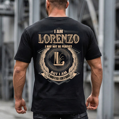 LORENZO 2K-101–Personalized Name Quote Apparel “I Am NAME May Not Be Perfect But I Am Limited Edition”