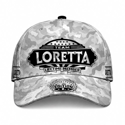 LORETTA TC01 HH79 Team Your Name Hat, Personalized Camo Baseball Cap, Custom Family Gift, Gift for Him Her