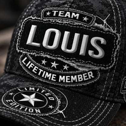 LOUIS TC03 HH79  Personalized Black Camo Baseball Cap, Custom Name Family Hat