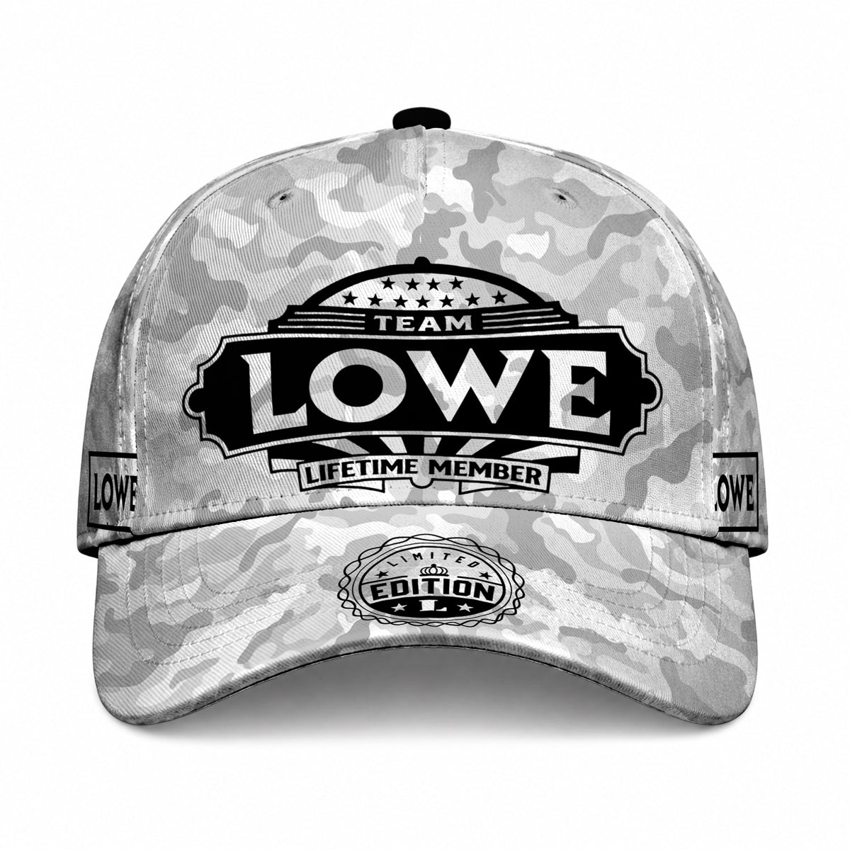 LOWE TC01 HH79 Team Your Name Hat, Personalized Camo Baseball Cap, Custom Family Gift, Gift for Him Her