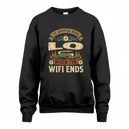 LO TT898-K6-229 – Personalized Funny Camping Quote Apparel “The Adventure Begins When The WiFi Ends”