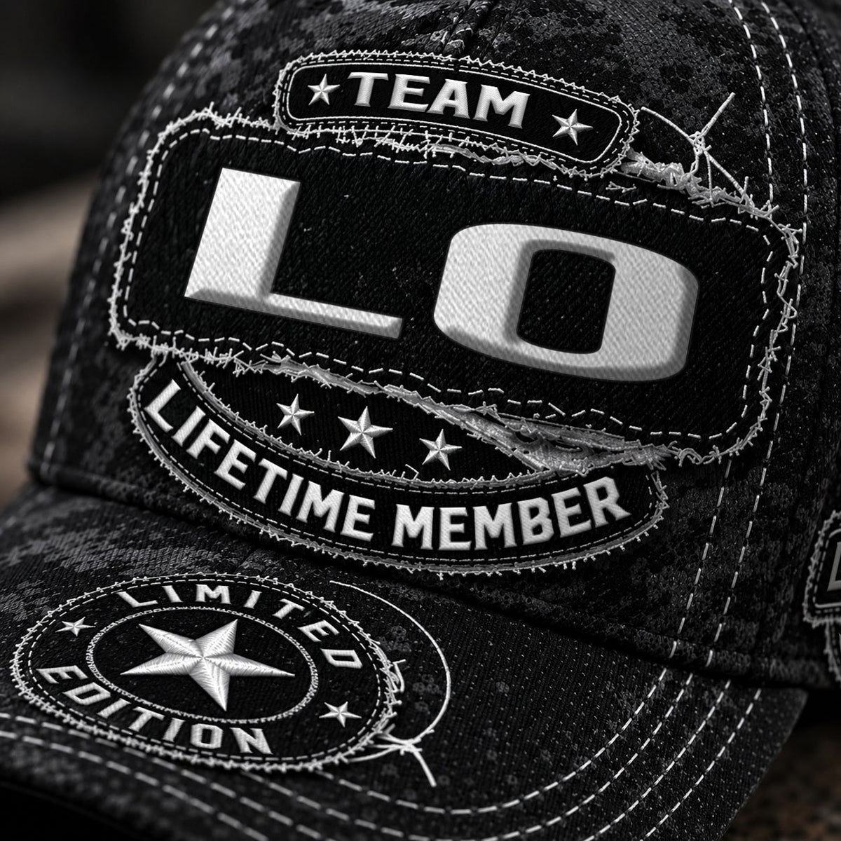 LO TC03 HH79  Personalized Black Camo Baseball Cap, Custom Name Family Hat