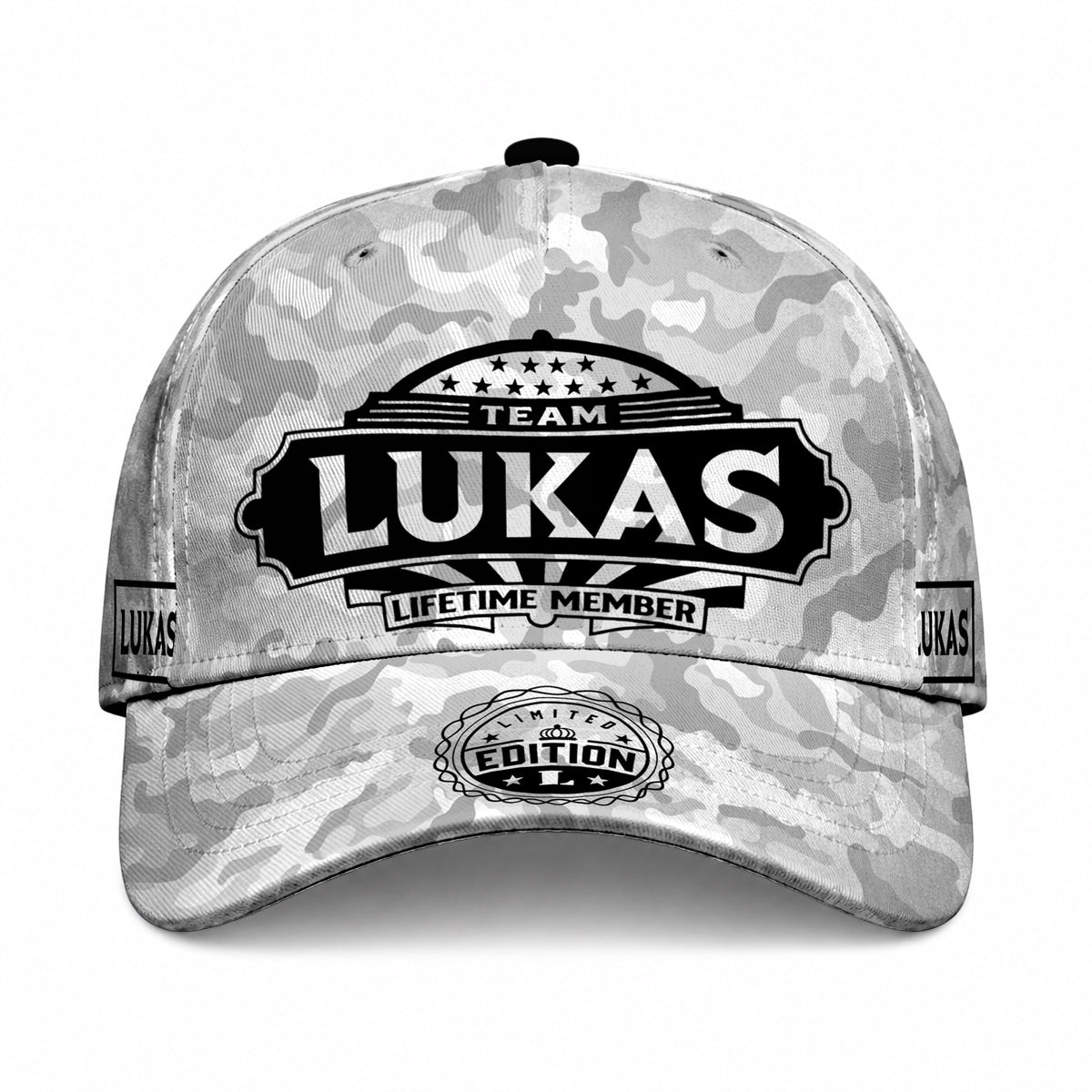 LUKAS TC01 HH79 Team Your Name Hat, Personalized Camo Baseball Cap, Custom Family Gift, Gift for Him Her