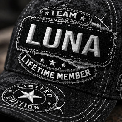 LUNA TC03 HH79  Personalized Black Camo Baseball Cap, Custom Name Family Hat
