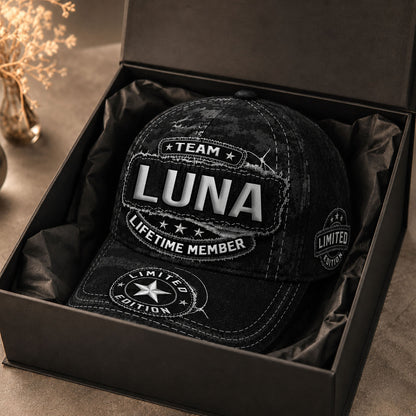 LUNA TC03 HH79  Personalized Black Camo Baseball Cap, Custom Name Family Hat