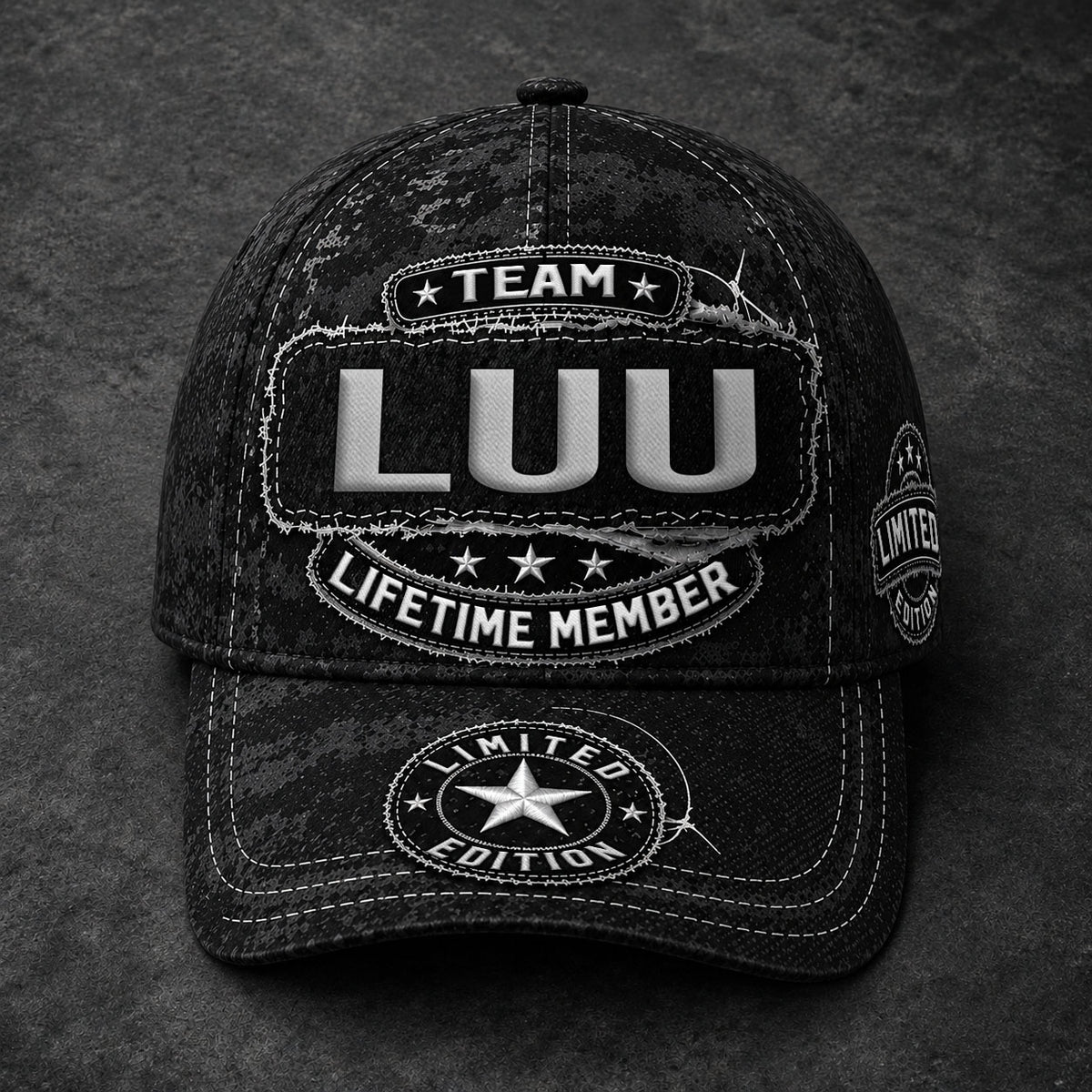 LUU TC03 HH79  Personalized Black Camo Baseball Cap, Custom Name Family Hat