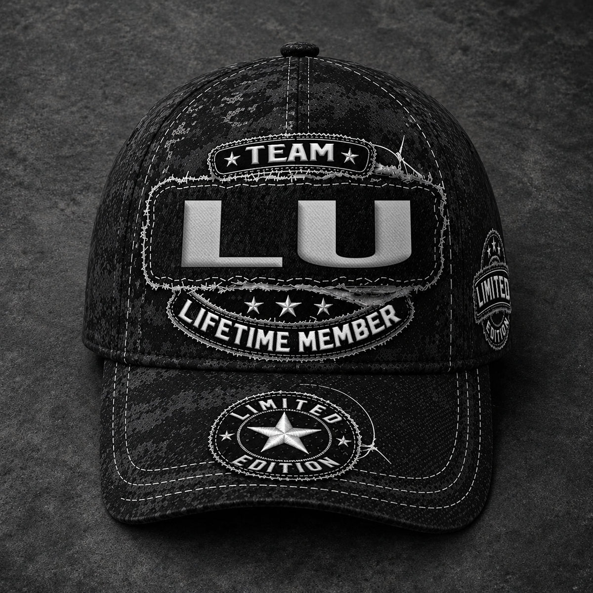 LU TC03 HH79  Personalized Black Camo Baseball Cap, Custom Name Family Hat