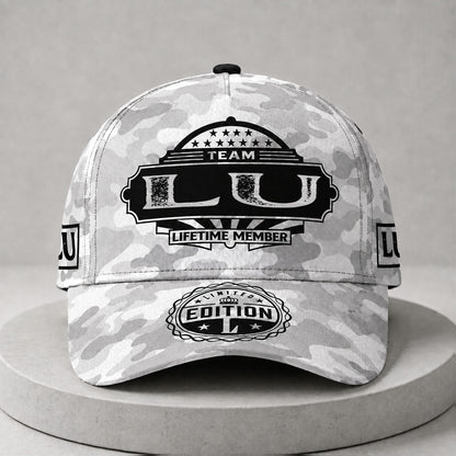 LU TC01 HH79 Team Your Name Hat, Personalized Camo Baseball Cap, Custom Family Gift, Gift for Him Her