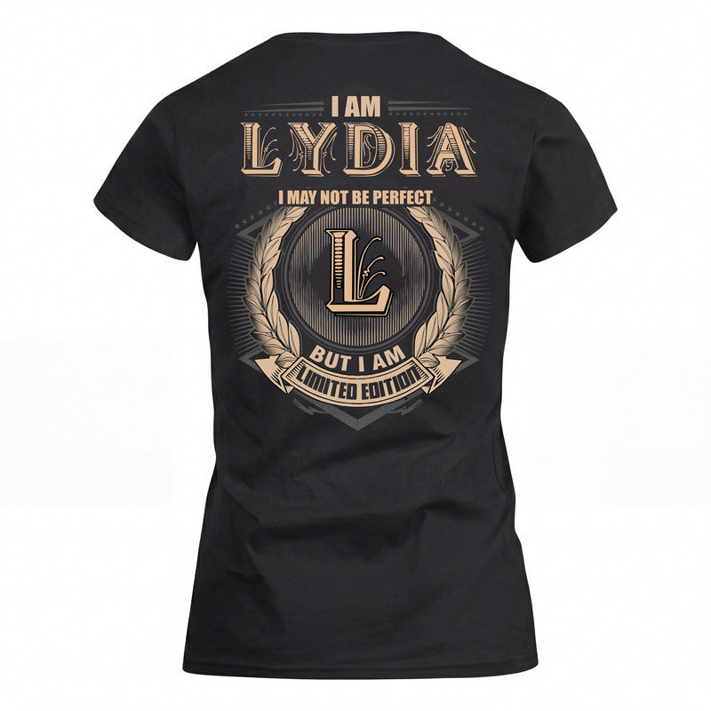 LYDIA 2K-101–Personalized Name Quote Apparel “I Am NAME May Not Be Perfect But I Am Limited Edition”