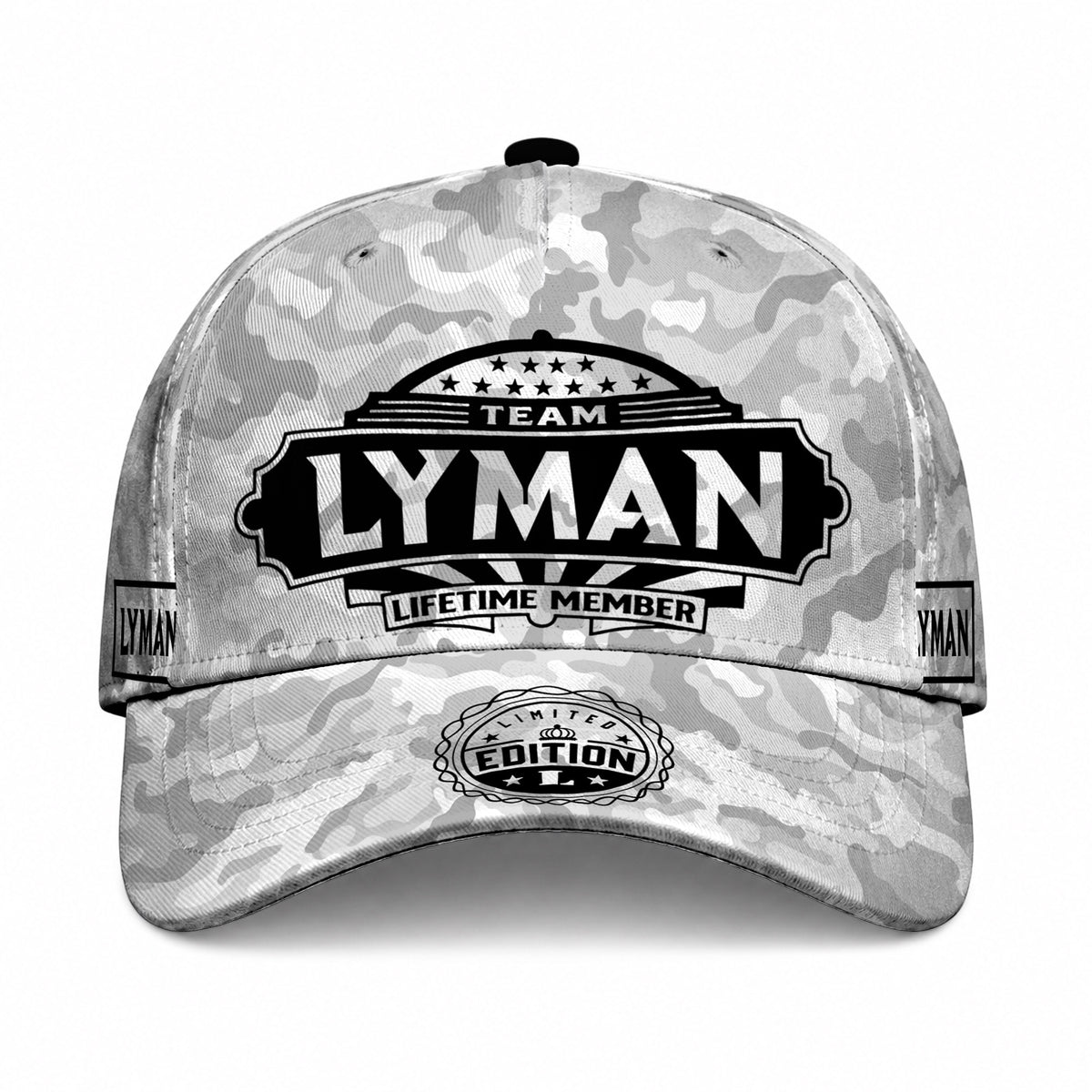 LYMAN TC01 HH79 Team Your Name Hat, Personalized Camo Baseball Cap, Custom Family Gift, Gift for Him Her