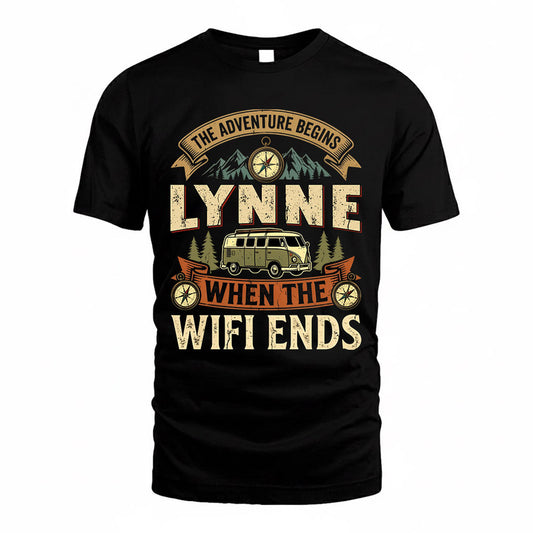 LYNNE TT898-K6-229 – Personalized Funny Camping Quote Apparel “The Adventure Begins When The WiFi Ends”