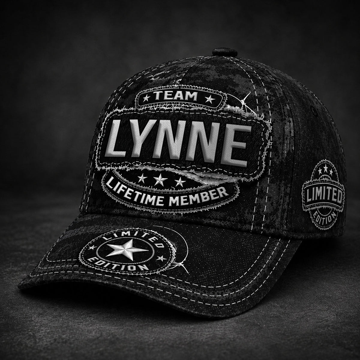 LYNNE TC03 HH79  Personalized Black Camo Baseball Cap, Custom Name Family Hat