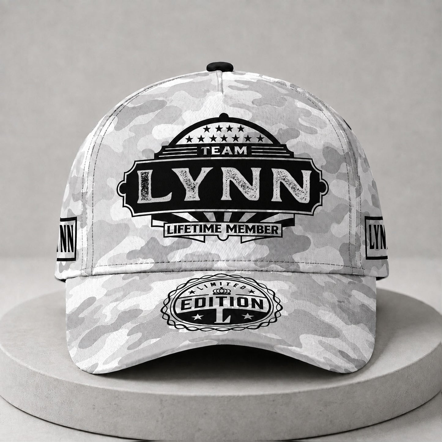 LYNN TC01 HH79 Team Your Name Hat, Personalized Camo Baseball Cap, Custom Family Gift, Gift for Him Her