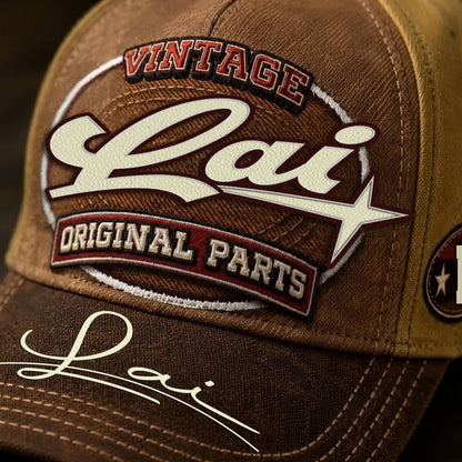 LAI TC02 HH79  Personalized Name Baseball Cap, Vintage Retro Hat, Custom Gift for Him & Her