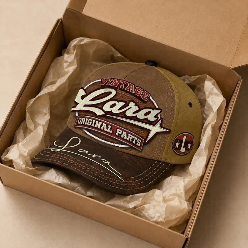LARA TC02 HH79  Personalized Name Baseball Cap, Vintage Retro Hat, Custom Gift for Him & Her