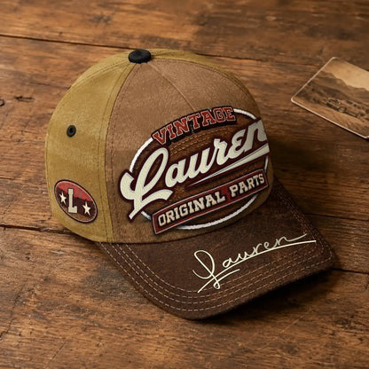 LAUREN TC02 HH79  Personalized Name Baseball Cap, Vintage Retro Hat, Custom Gift for Him & Her