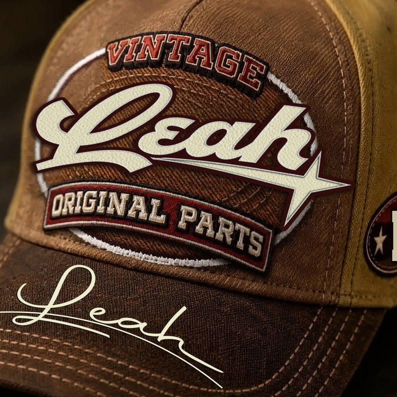 LEAH TC02 HH79  Personalized Name Baseball Cap, Vintage Retro Hat, Custom Gift for Him & Her