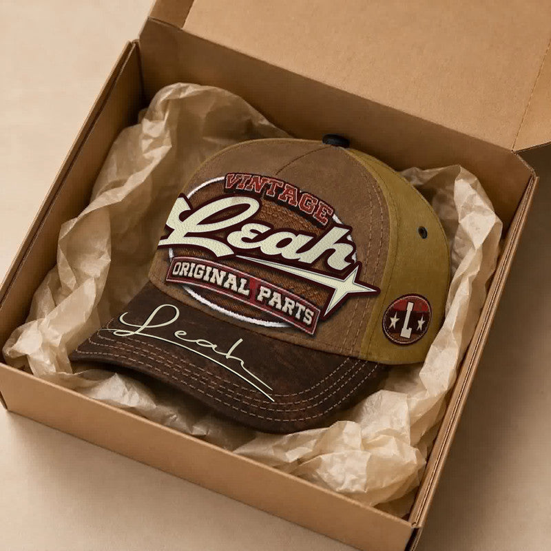 LEAH TC02 HH79  Personalized Name Baseball Cap, Vintage Retro Hat, Custom Gift for Him & Her