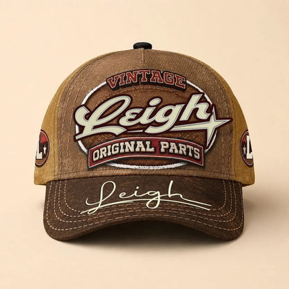 LEIGH TC02 HH79  Personalized Name Baseball Cap, Vintage Retro Hat, Custom Gift for Him & Her