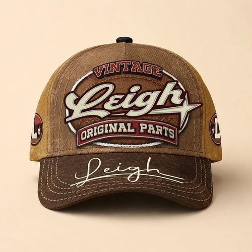 LEIGH TC02 HH79  Personalized Name Baseball Cap, Vintage Retro Hat, Custom Gift for Him & Her