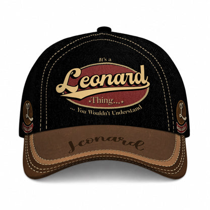 LEONARD  TC06 HH79 Personalized Distressed Baseball Cap, Custom Retro Trucker Hat, Statement Dad Cap