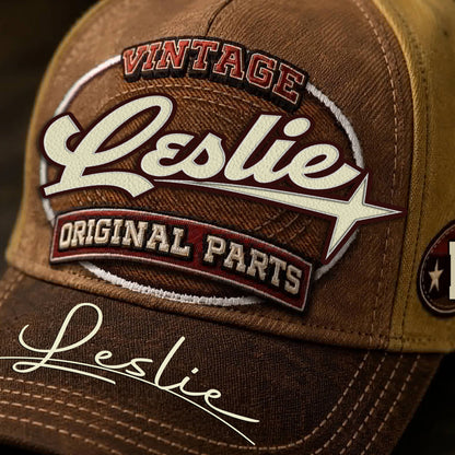 LESLIE TC02 HH79  Personalized Name Baseball Cap, Vintage Retro Hat, Custom Gift for Him & Her