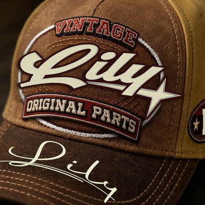 LILY TC02 HH79  Personalized Name Baseball Cap, Vintage Retro Hat, Custom Gift for Him & Her