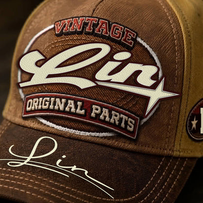 LIN TC02 HH79  Personalized Name Baseball Cap, Vintage Retro Hat, Custom Gift for Him & Her