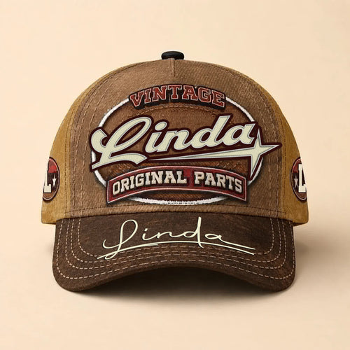 LINDA TC02 HH79  Personalized Name Baseball Cap, Vintage Retro Hat, Custom Gift for Him & Her