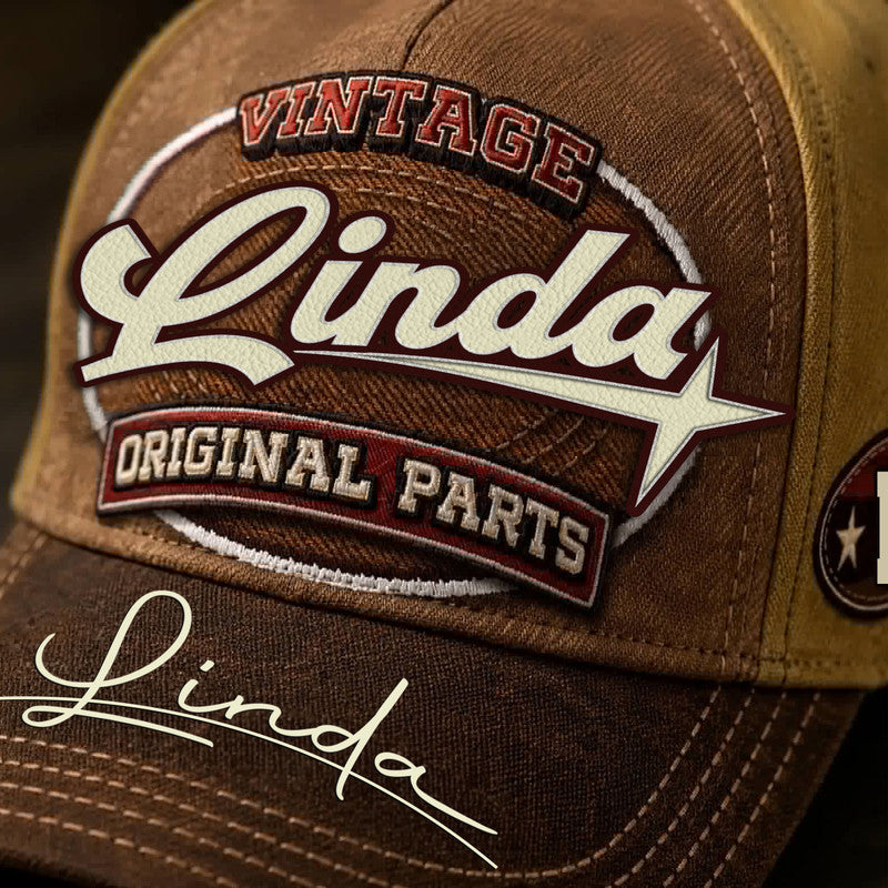 LINDA TC02 HH79  Personalized Name Baseball Cap, Vintage Retro Hat, Custom Gift for Him & Her