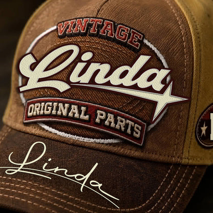 LINDA TC02 HH79  Personalized Name Baseball Cap, Vintage Retro Hat, Custom Gift for Him & Her