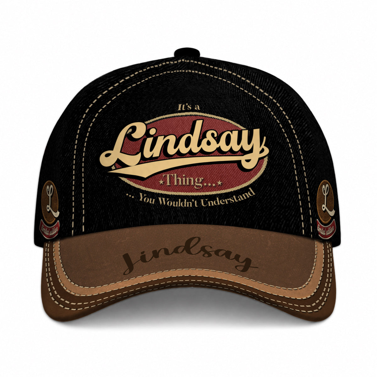 LINDSAY  TC06 HH79 Personalized Distressed Baseball Cap, Custom Retro Trucker Hat, Statement Dad Cap