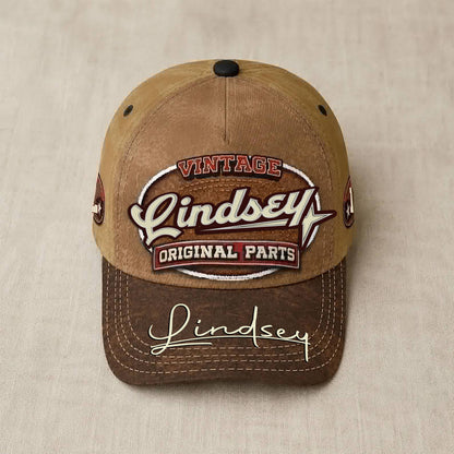 LINDSEY TC02 HH79  Personalized Name Baseball Cap, Vintage Retro Hat, Custom Gift for Him & Her