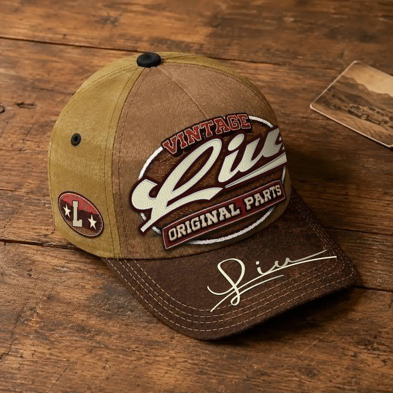 LIU TC02 HH79  Personalized Name Baseball Cap, Vintage Retro Hat, Custom Gift for Him & Her