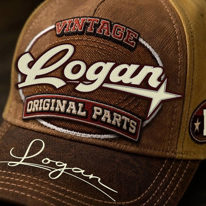 LOGAN TC02 HH79  Personalized Name Baseball Cap, Vintage Retro Hat, Custom Gift for Him & Her