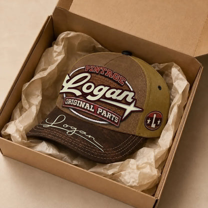LOGAN TC02 HH79  Personalized Name Baseball Cap, Vintage Retro Hat, Custom Gift for Him & Her
