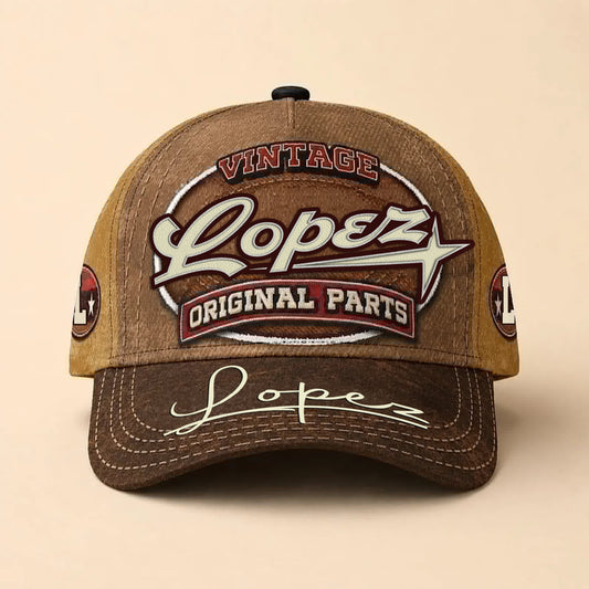 LOPEZ TC02 HH79  Personalized Name Baseball Cap, Vintage Retro Hat, Custom Gift for Him & Her