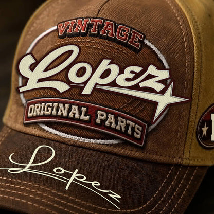 LOPEZ TC02 HH79  Personalized Name Baseball Cap, Vintage Retro Hat, Custom Gift for Him & Her