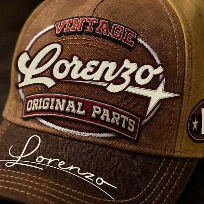 LORENZO TC02 HH79  Personalized Name Baseball Cap, Vintage Retro Hat, Custom Gift for Him & Her