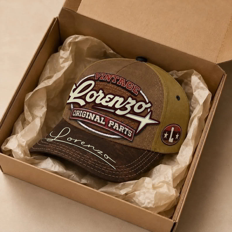 LORENZO TC02 HH79  Personalized Name Baseball Cap, Vintage Retro Hat, Custom Gift for Him & Her
