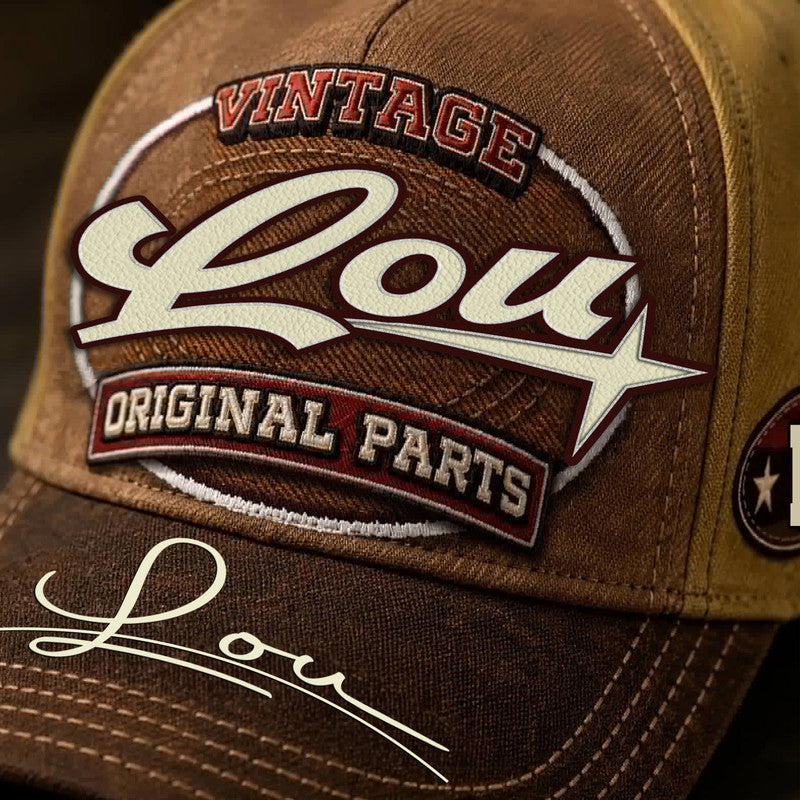 LOU TC02 HH79  Personalized Name Baseball Cap, Vintage Retro Hat, Custom Gift for Him & Her