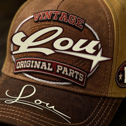 LOU TC02 HH79  Personalized Name Baseball Cap, Vintage Retro Hat, Custom Gift for Him & Her