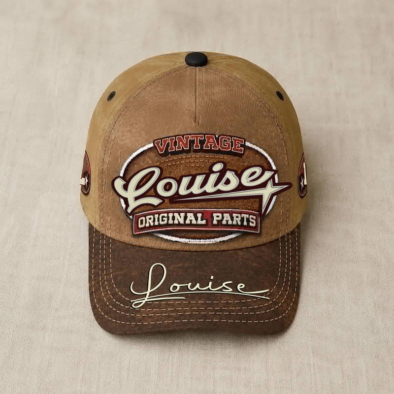 LOUISE TC02 HH79  Personalized Name Baseball Cap, Vintage Retro Hat, Custom Gift for Him & Her