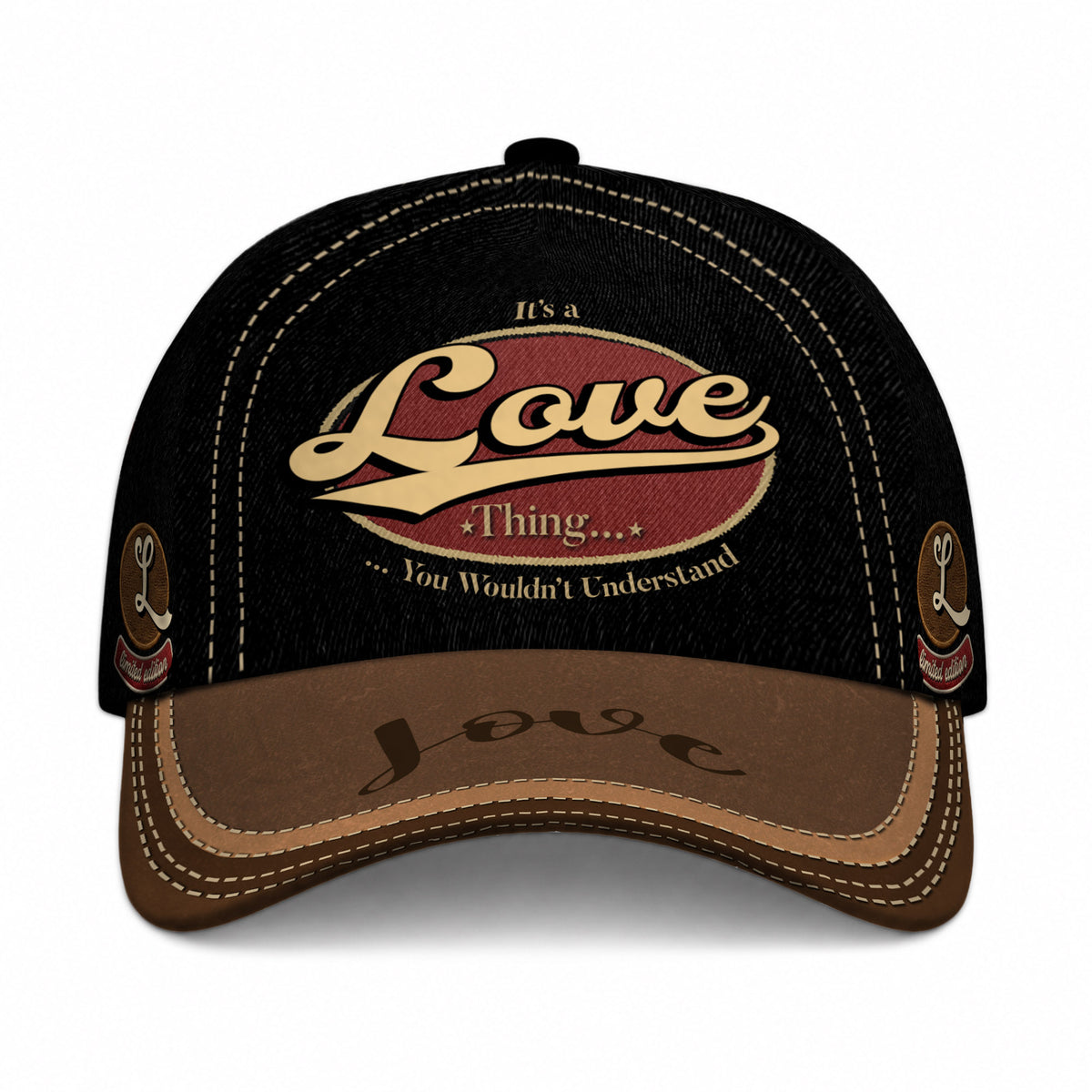 LOVE  TC06 HH79 Personalized Distressed Baseball Cap, Custom Retro Trucker Hat, Statement Dad Cap