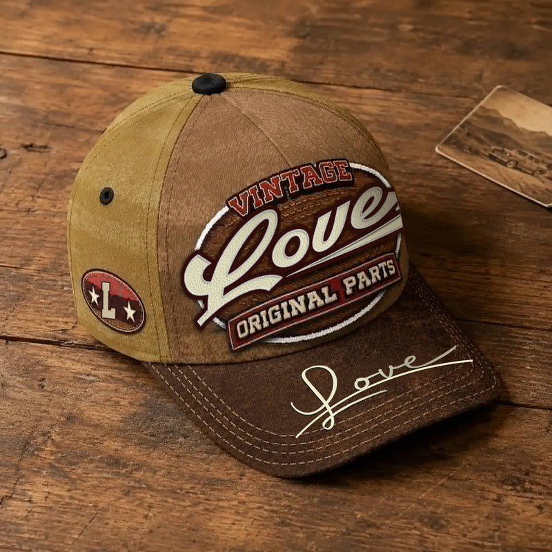 LOVE TC02 HH79  Personalized Name Baseball Cap, Vintage Retro Hat, Custom Gift for Him & Her