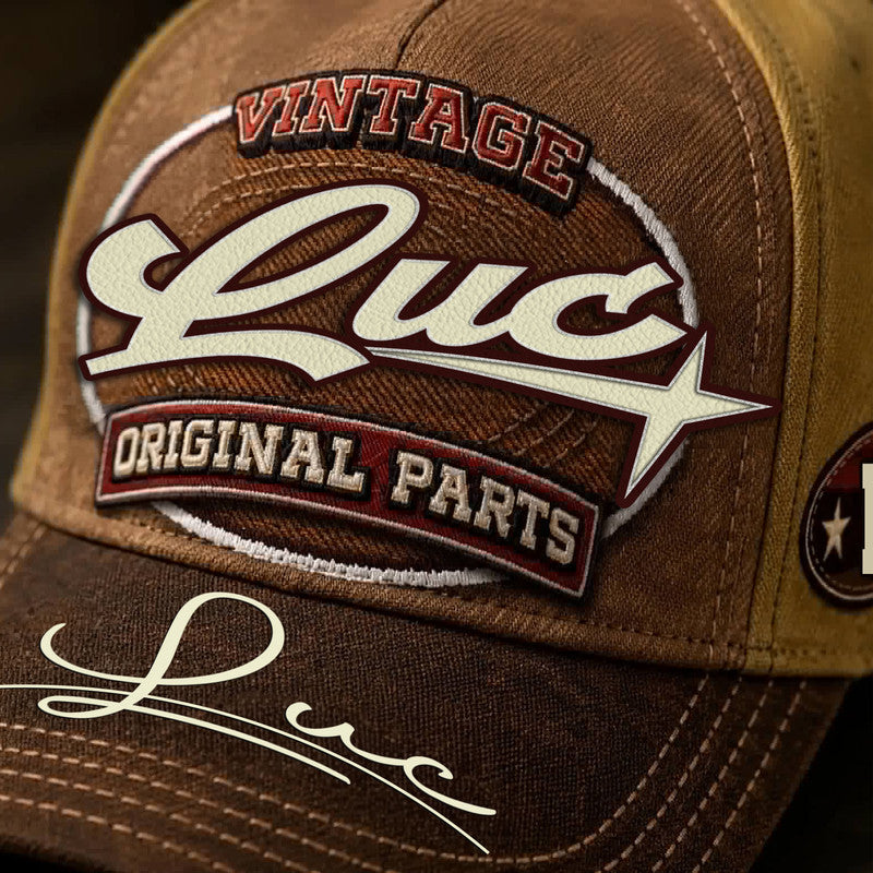 LUC TC02 HH79  Personalized Name Baseball Cap, Vintage Retro Hat, Custom Gift for Him & Her