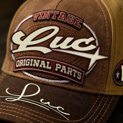 LUC TC02 HH79  Personalized Name Baseball Cap, Vintage Retro Hat, Custom Gift for Him & Her