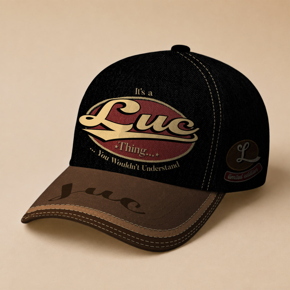 LUC  TC06 HH79 Personalized Distressed Baseball Cap, Custom Retro Trucker Hat, Statement Dad Cap