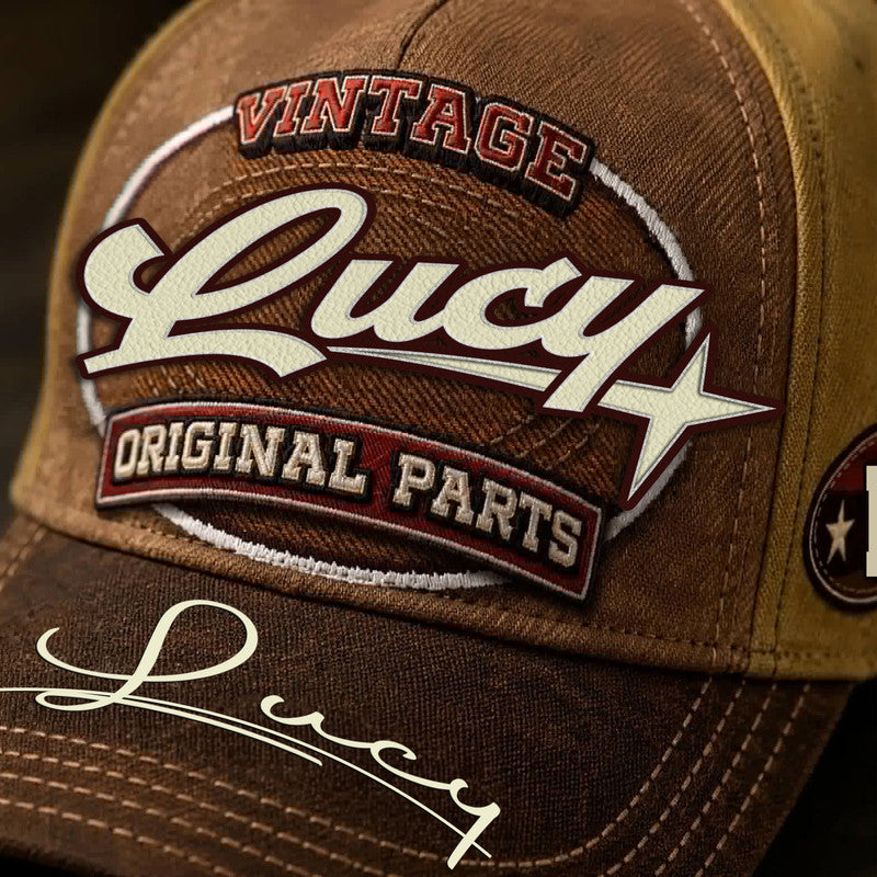 LUCY TC02 HH79  Personalized Name Baseball Cap, Vintage Retro Hat, Custom Gift for Him & Her